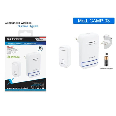 Campanello Wireless Senza Fili Spina Incorporata Wifi Indicatore Led Camp-03 Maxtech