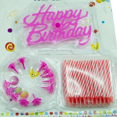 Candeline Scritta Happy Birthday Rosa Torta Festa Party Compleanno 61593