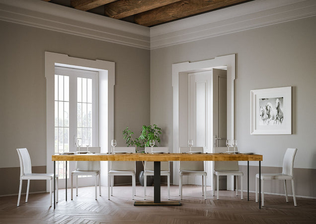 Tavolo consolle "Messina" allungabile in legno per sala da pranzo Casa e cucina/Arredamento/Studio/Mobiletti e credenze/Credenze Decor Space - Altamura, Commerciovirtuoso.it