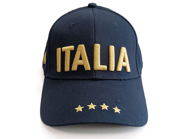 Cappellino Nazionale Italiana Di Calcio Blu Stemma Figc 4 Stelle Cappello  Con Visiera Italia - commercioVirtuoso.it