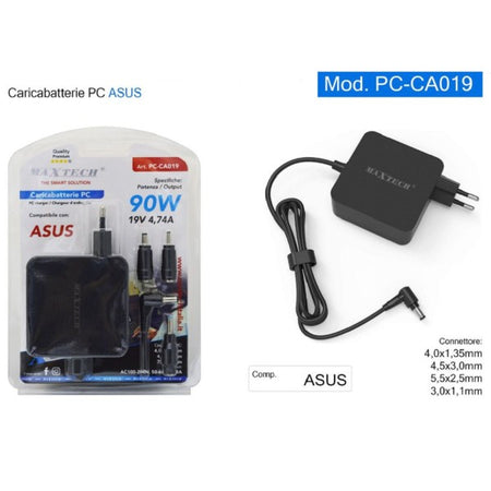 Caricabatteria Pc Compatibile Asus Alimentatore 19v 4.74a 90w Connettori Pc-ca019
