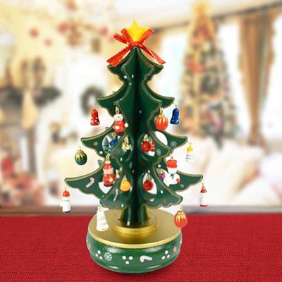 Carillon Natalizio Albero Di Natale Legno Con Addobbi 29cm Decorazioni Natalizie