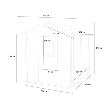 Casetta in legno con porta finestrata deposito da giardino "Made in Italy" 200 x 207 x h 214 cm Giardino e giardinaggio/Organizzazione esterni e alloggiamento/Capanni La Zappa - Altamura, Commerciovirtuoso.it