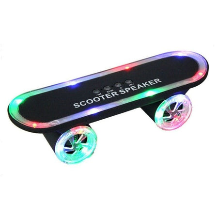 Cassa Bluetooth Speaker Portatile A Forma Di Skateboard Led Aux Ricaricabile