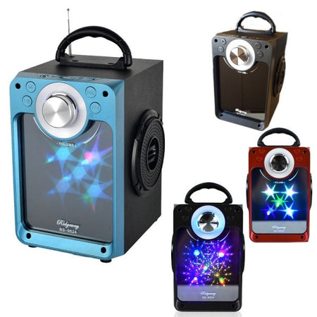Cassa Speaker Fm Bluetooth Ricaricabile Sd Usb Aux 2 Casse Portatile Bs-9524