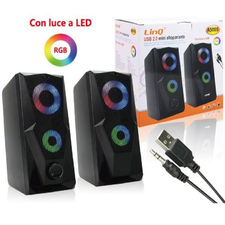 Casse Altoparlanti Stereo Usb 2.0 Con Luci Led Pc Gaming Rgb
