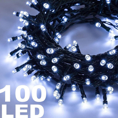 Catena Luminosa 100 Luci Led Lucciole Luce Bianca Con Controller 8 Funzioni
