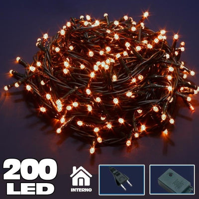 Catena Luminosa 200 Luci Led Lucciole Bianco Caldo Con Controller 8 Funzioni