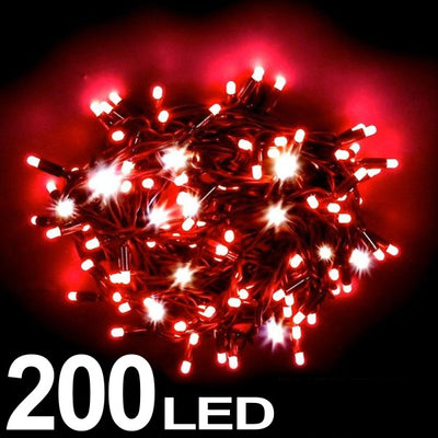 Catena Luminosa 200 Luci Led Lucciole Colore Rosso Con Controller 8 Funzioni