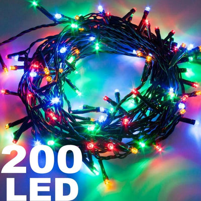 Catena Luminosa 200 Luci Led Lucciole Multicolor Rgb Con Controller 8 Funzioni