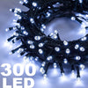 Catena Luminosa 300 Luci Led Lucciole Bianco Freddo Controller 8funzioni Interno