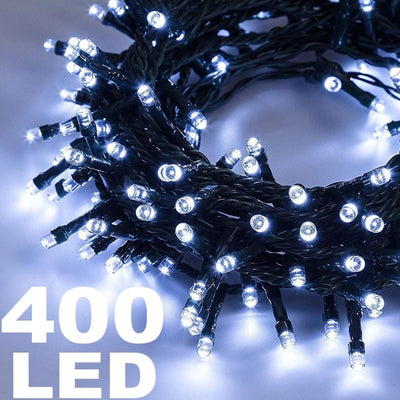 Catena Luminosa 400 Luci Led Bianco Freddo 8 Funzioni Per Albero Natale Addobbi