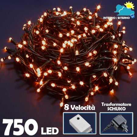 Catena Luminosa 750 Luci Led Lucciole Bianco Caldo Controller 8funzioni Esterno