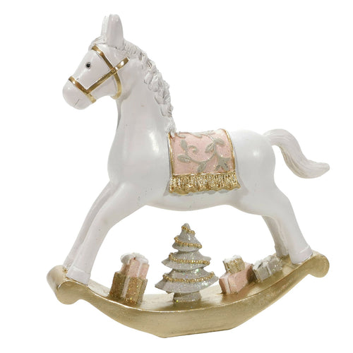 Statuetta decorativa Cavallo a Dondolo decorazione bianco e rosa per Natale Casa e cucina/Decorazioni per interni/Addobbi e decorazioni per ricorrenze/Decorazioni natalizie/Schiaccianoci MagiediNatale.it - Altamura, Commerciovirtuoso.it