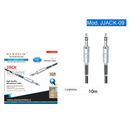 Cavo Collegamento 2 Jack Da 6.5mm 10 Mt Cavetto Microfono Audio Stereo Jjack-09