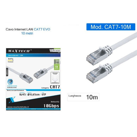 Cavo Di Rete Cat 7 Lan Ethernet 10 Metri Cavetto Patch Maxtech Cat7-lan10m