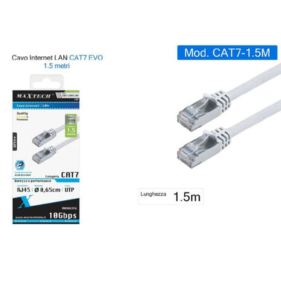 Cavo Di Rete Ethernet Cat 7 Cavetto Lan Rj45 1.5 Metri Maxtech Cat7-lan1.5m