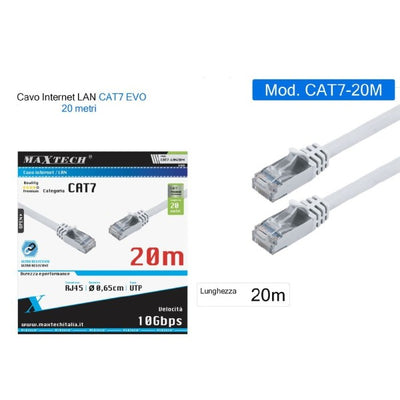 Cavo Di Rete Ethernet Cat 7 Cavetto Lan Rj45 20 Metri Maxtech Cat7-lan20m