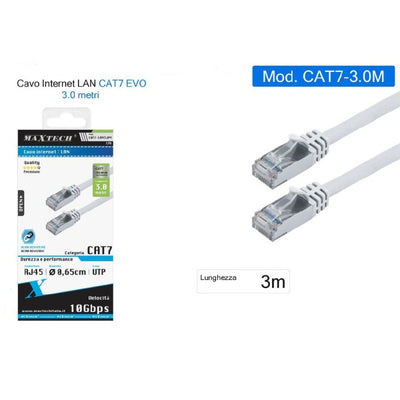 Cavo Di Rete Lan Ethernet Rj45 / Cat 7 Cavetto 3 Metri Maxtech Cat7-lan3.0m