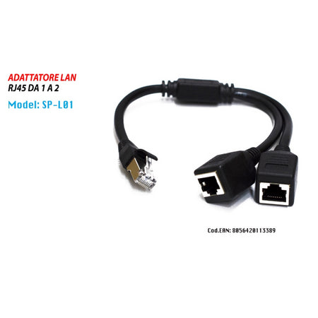 Cavo Ethernet Rj45 Porta Lan Porta Da 1 A 2 Adattatore Connettore Maxtech Sp-l01