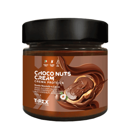 Crema Proteica Spalmabile Cacao e Nocciola Choconuts Cream 250g, con Il 20% di Proteine del Siero Latte con Zero Zuccheri, Senza Olio Di Palma - T-rex Integratori Alimentari e cura della casa/Marmellate miele e creme spalmabili/Creme e cioccolati spalmabili MyLab Nutrition - Roma, Commerciovirtuoso.it