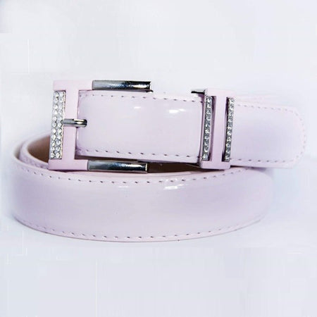 Cintura Donna Rosa Ecopelle Pelle Cinta Tessuto Fibbia In Metallo Brillantini