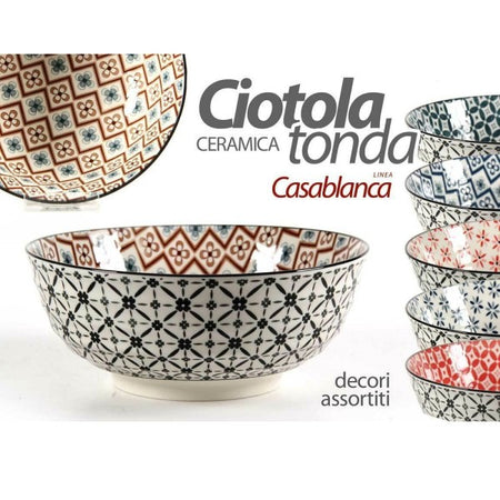 Ciotola Tonda Casablanca Multiuso 23x23x8,5cm Ceramica Assortiti Cucina 720079