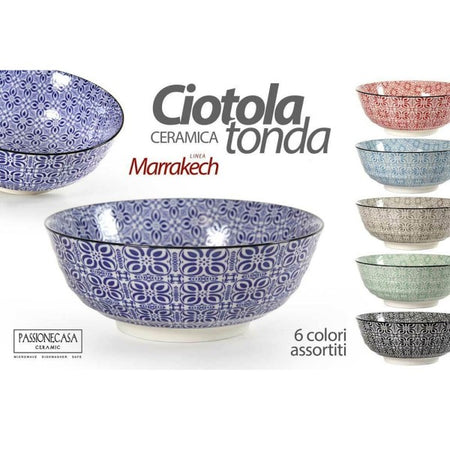 Ciotola Tonda In Ceramica Decorata Multiuso Marracash 18x18x7cm 6 Colori 771606