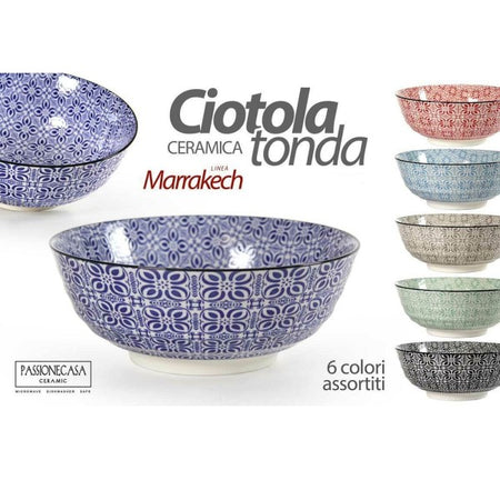 Ciotola Tonda Marrakech Multiuso 23x23x8,5 Cm Ceramica Decorata 6 Colori 771583