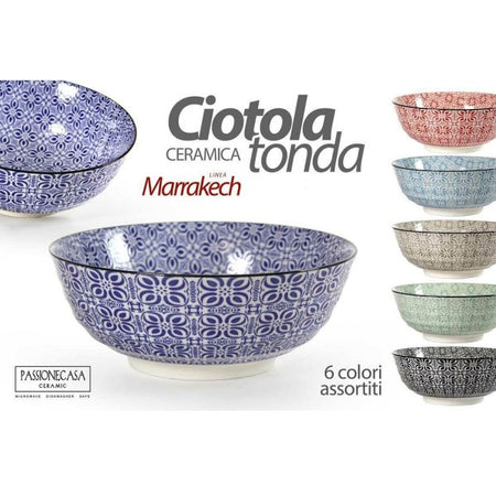 Ciotola Tonda Multiuso In Ceramica Decorata Marracash 13x13x5,7cm 6 Colori 771613