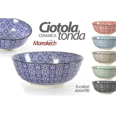 Ciotola Tonda Multiuso Marrakech 21x21x8,2cm Ceramica Decorata Colori Ass 771590