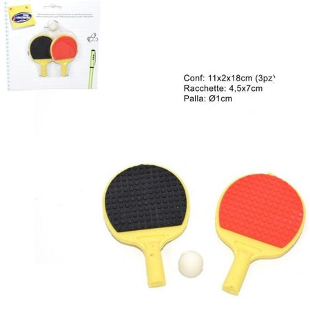 Confezione Set Ping Pong Gomme Per Cancellare A Forma Di Racchette Scuola