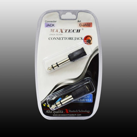 Connettore Adattatore Jack Cuffia Microfono Aux6.5mm-3.5mm Stereo Maxtech C-ja02