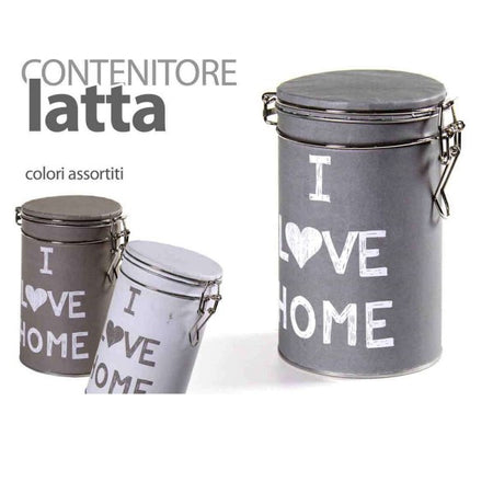 Contenitore In Latta Ermetica Cucina Tonda Colori Ass I Love Home 11x20cm 710537