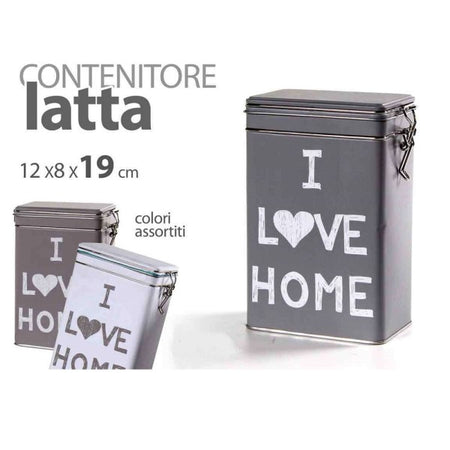 Contenitore Scatola In Latta Rettangolare Multiuso I Love Home 19x12x8cm 710469