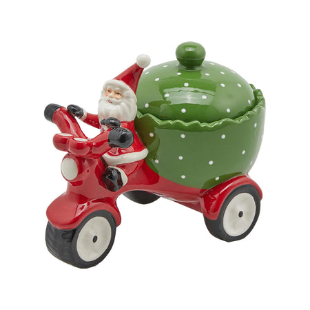 Contenitore decorativo "Babbo Natale con Triciclo" Verde e Rosso h 15 cm Casa e cucina/Decorazioni per interni/Addobbi e decorazioni per ricorrenze/Decorazioni natalizie/Schiaccianoci MagiediNatale.it - Altamura, Commerciovirtuoso.it