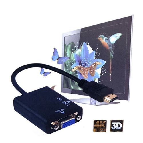 Convertitore Adattatore Hdmi Input Maschio Vga Outpu Femmina Uscita Audio 3,5mm