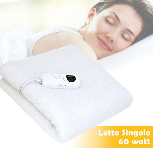 Coperta Elettrica Termica Letto Singolo In Lana Coprimaterasso Scaldaletto 60w