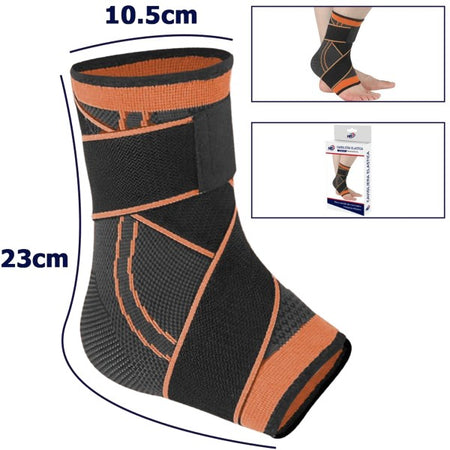 Coppia Cavigliere Supporto Per Caviglia Anallergica Elastica Sport Arancione