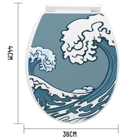 Copriwater Universale In Plastica Super Resistente 44x36cm Decoro Onda Mare Surf