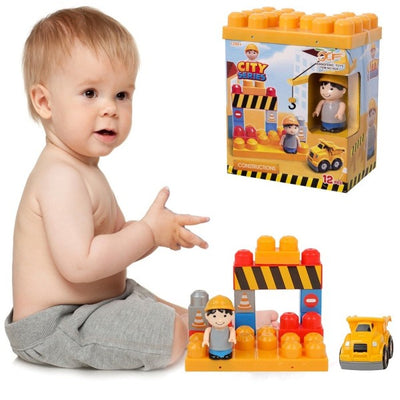 Costruzioni Giocattolo Per Bambini Cantiere 12pz Con Personaggio E Accessori