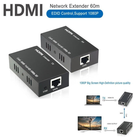Hdmi Extender Ethernet Cavo Di Rete Lan Over Cat6 60 Metri Hdmi 3d Fullhd 1080p