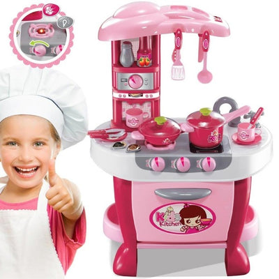 Cucina Per Bambine Giocattolo 31 Accessori Con Stoviglie Luci Suoni Altezza 70cm