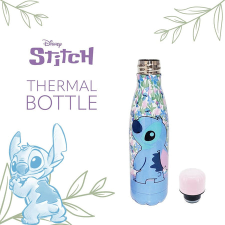 Disney Stitch Bottiglia Riutilizzabile, Design Resistente, Borraccia Per Ragazze, Bottiglia Da Viaggio, Capacità 500 Ml - Rosa, Abs