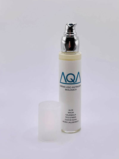 Aqa crema viso biologica 50 ml antirughe, all'estratto di fico d'india, aloe vera ed acido ialuronico.