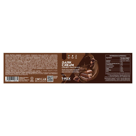 Crema Proteica Spalmabile Dark Cream 250gr Cioccolato Fondente, con 25% di Proteine Siero del Latte con Zero Zuccheri e Senza Olio di Palma T-rex Integratori Alimentari e cura della casa/Marmellate miele e creme spalmabili/Creme e cioccolati spalmabili MyLab Nutrition - Roma, Commerciovirtuoso.it