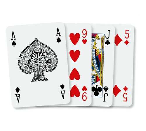 Carte da gioco francesi plastificate per poker ramino burraco scala 40 mazzo da 52 carte e 2 matte
