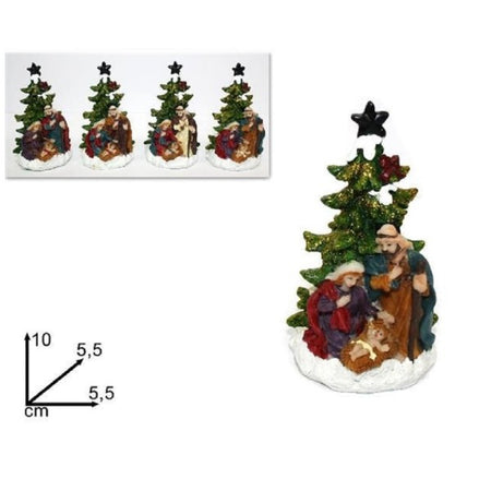 Decorazione Natale Nativit? Presepe Sacra Famiglia Con Albero 10x5.5cm Addobbo