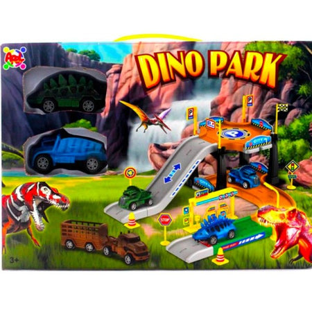 Dino Park Parcheggio Tema Mondo Dei Dinosauri Con Accessori E Due Macchinine