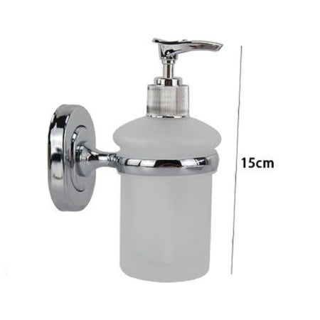 Dispenser Portasapone Liquido Vetro Satinato Fissaggio A Parete Bagno 15cm 69181